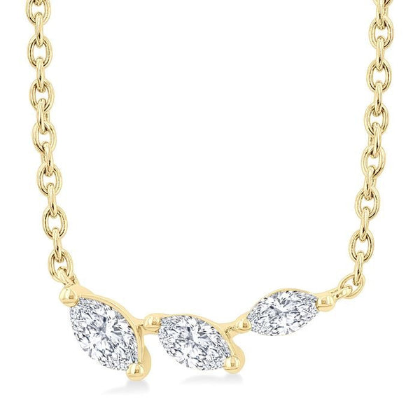1/6 Ctw Graduated Marquise Cut Diamond Fashion Necklace in 14K Yellow Gold