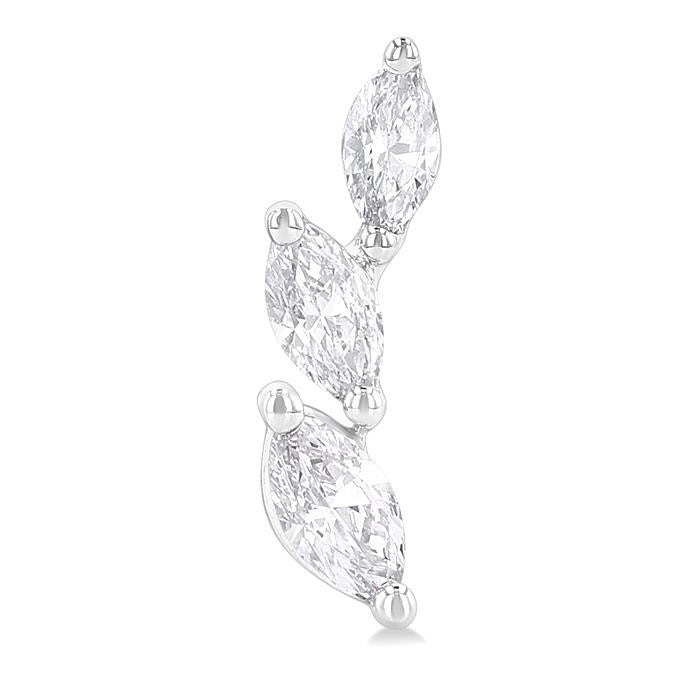 1/3 Ctw Graduated Marquise Cut Diamond Fashion Ear Climbers in 14K White Gold