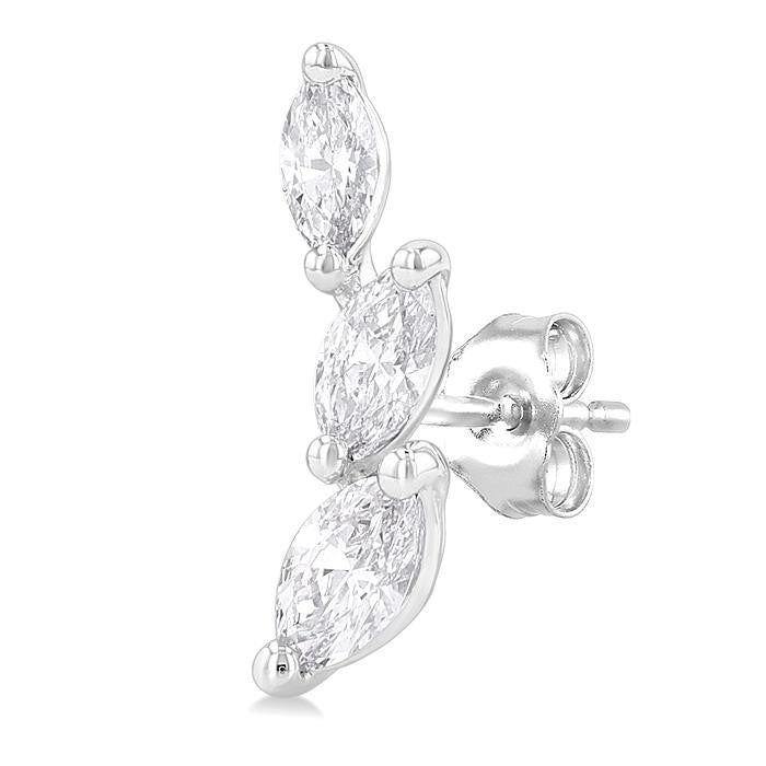 1/3 Ctw Graduated Marquise Cut Diamond Fashion Ear Climbers in 14K White Gold