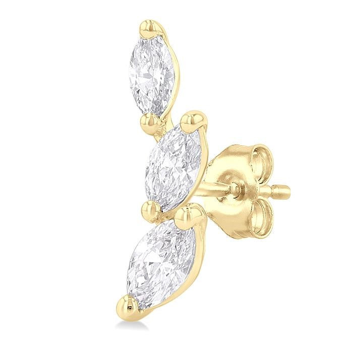 1/3 Ctw Graduated Marquise Cut Diamond Fashion Ear Climbers in 14K Yellow Gold