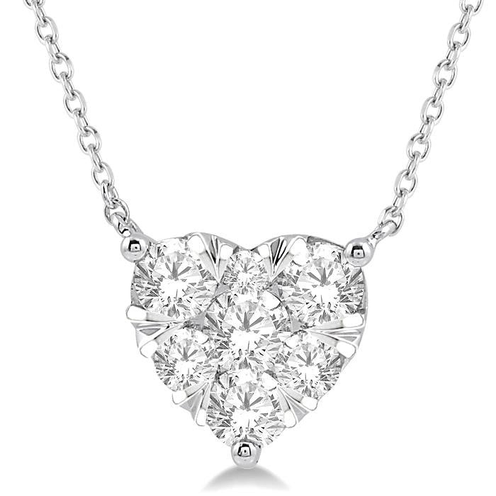1 Ctw Shine Bright Diamond Heart Pendant With Chain in 14K White Gold