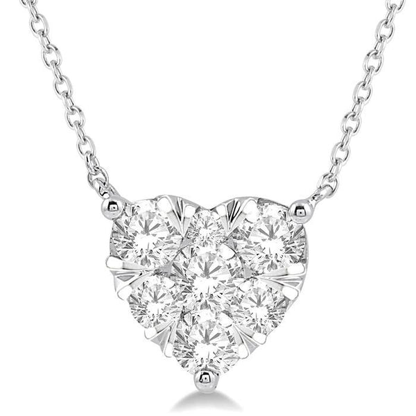 1 Ctw Shine Bright Diamond Heart Pendant With Chain in 14K White Gold