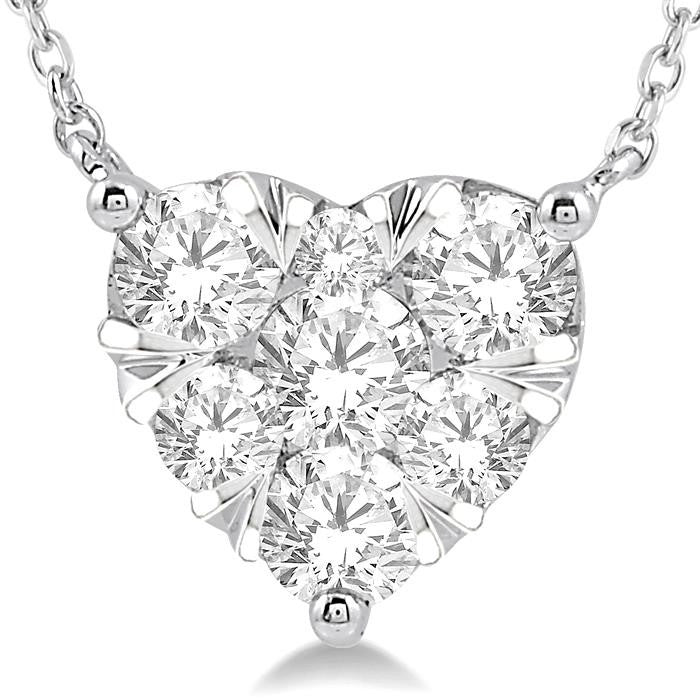 1 Ctw Shine Bright Diamond Heart Pendant With Chain in 14K White Gold