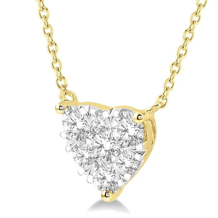 1 Ctw Shine Bright Diamond Heart Pendant With Chain in 14K Yellow and White Gold