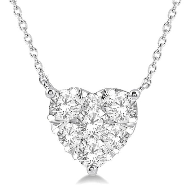 1 Ctw Shine Bright Diamond Heart Pendant With Chain in 14K White Gold