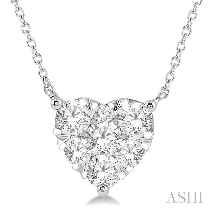 1 Ctw Shine Bright Diamond Heart Pendant With Chain in 14K White Gold