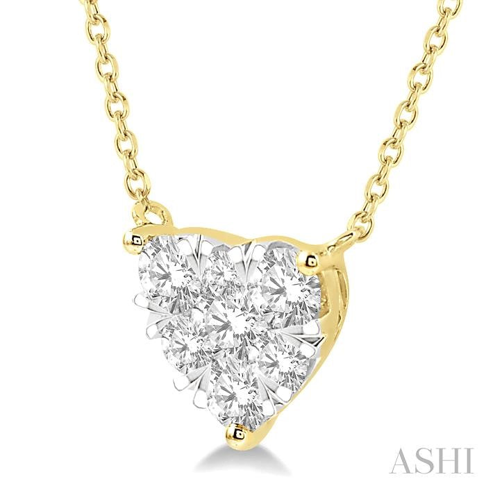 1 Ctw Shine Bright Diamond Heart Pendant With Chain in 14K Yellow and White Gold