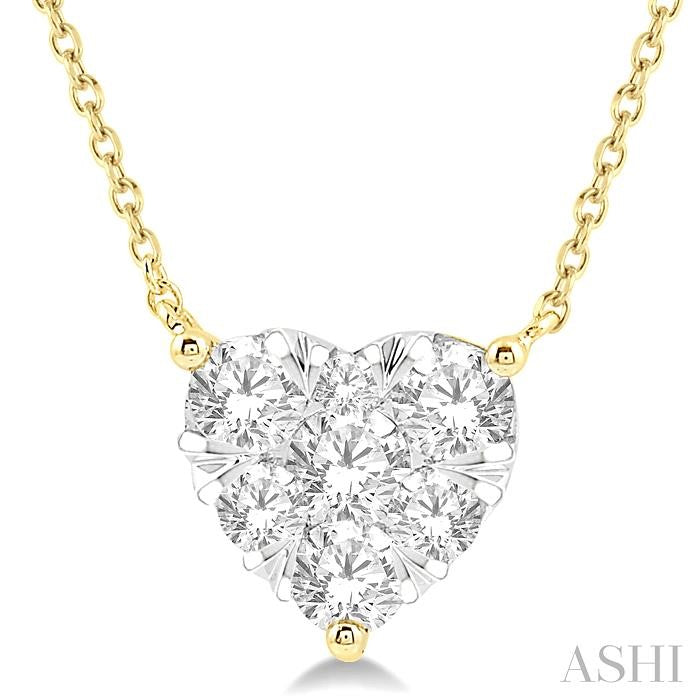 1 Ctw Shine Bright Diamond Heart Pendant With Chain in 14K Yellow and White Gold