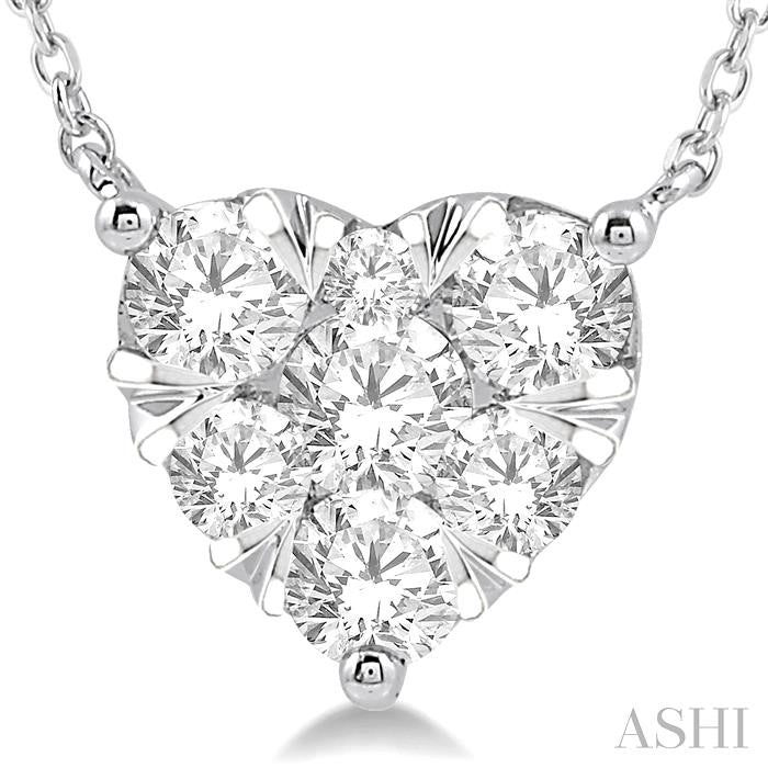 1 Ctw Shine Bright Diamond Heart Pendant With Chain in 14K White Gold