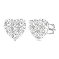 3/4 Ctw Heart Shape Shine Bright Round Cut Diamond Stud Earrings in 14K White Gold