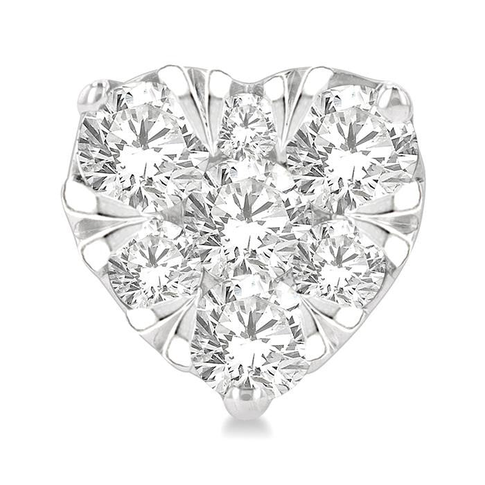 3/4 Ctw Heart Shape Shine Bright Round Cut Diamond Stud Earrings in 14K White Gold