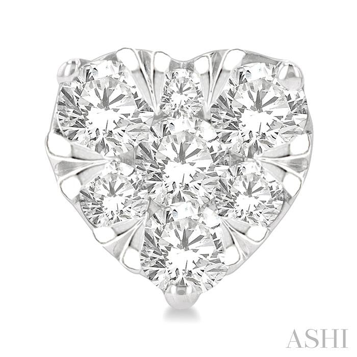 3/4 Ctw Heart Shape Shine Bright Round Cut Diamond Stud Earrings in 14K White Gold