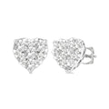 1/2 Ctw Heart Shape Shine Bright Round Cut Diamond Stud Earrings in 14K White Gold