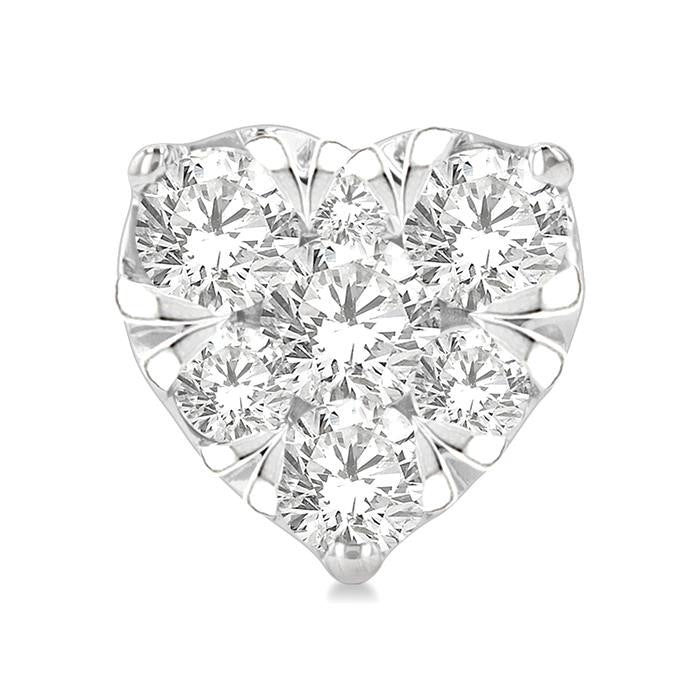 1/2 Ctw Heart Shape Shine Bright Round Cut Diamond Stud Earrings in 14K White Gold