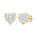 1/2 Ctw Heart Shape Shine Bright Round Cut Diamond Stud Earrings in 14K Yellow and White Gold