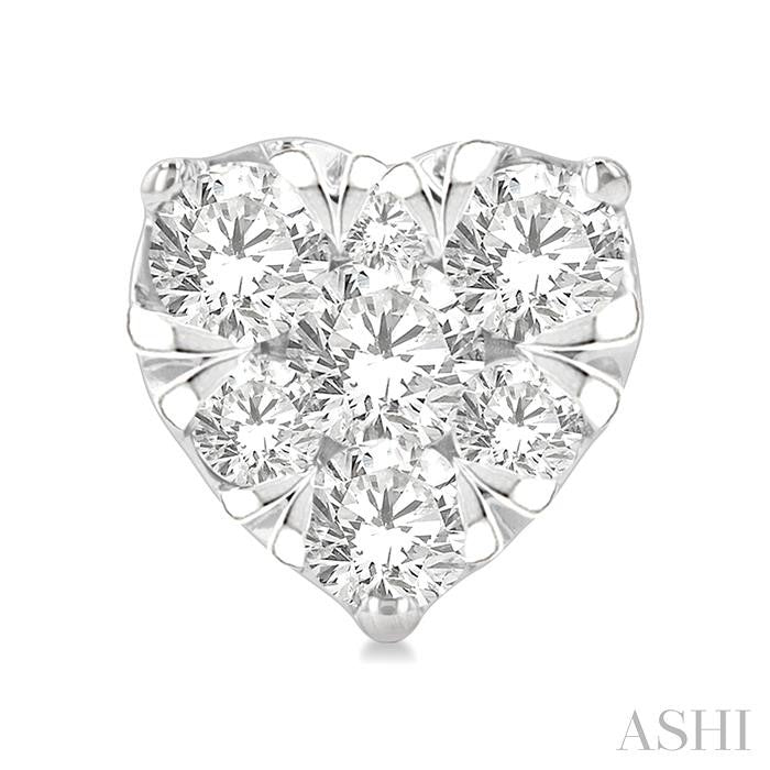 1/2 Ctw Heart Shape Shine Bright Round Cut Diamond Stud Earrings in 14K White Gold