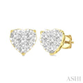 1/2 Ctw Heart Shape Lovebright Round Cut Diamond Stud Earrings in 14K Yellow and White Gold