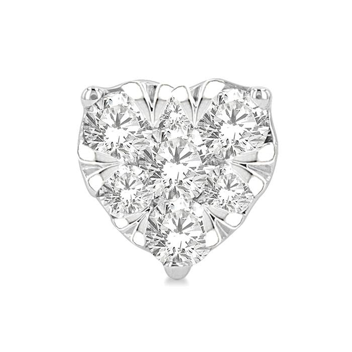 1/3 Ctw Heart Shape Shine Bright Round Cut Diamond Stud Earrings in 14K White Gold