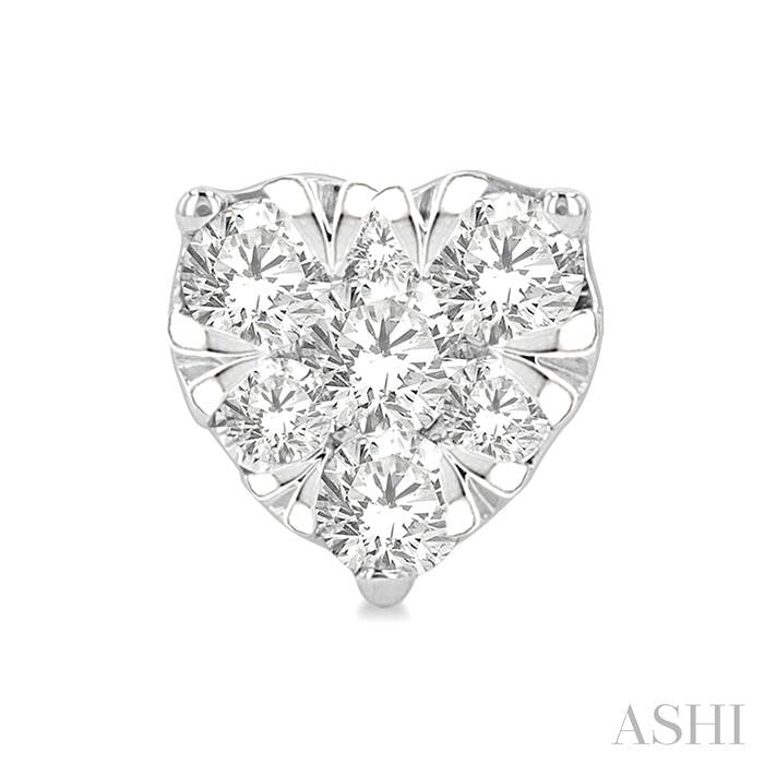 1/3 Ctw Heart Shape Shine Bright Round Cut Diamond Stud Earrings in 14K White Gold