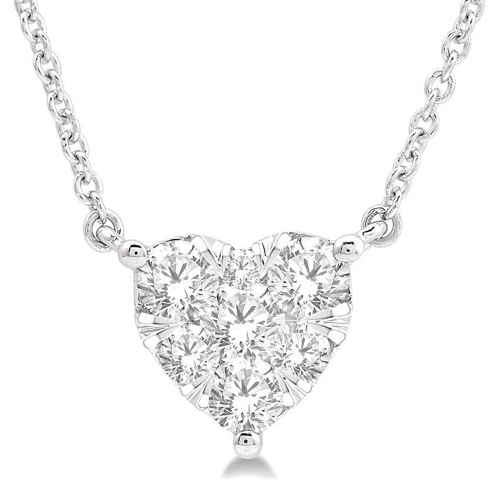 1/2 Ctw Shine Bright Diamond Heart Pendant With Chain in 14K White Gold