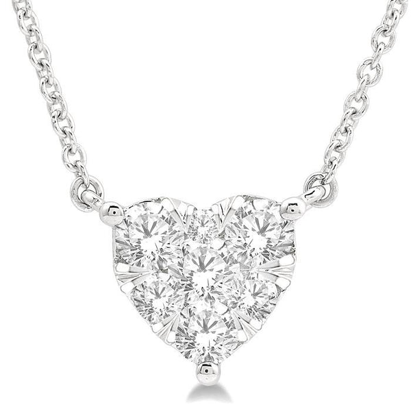 1/2 Ctw Shine Bright Diamond Heart Pendant With Chain in 14K White Gold