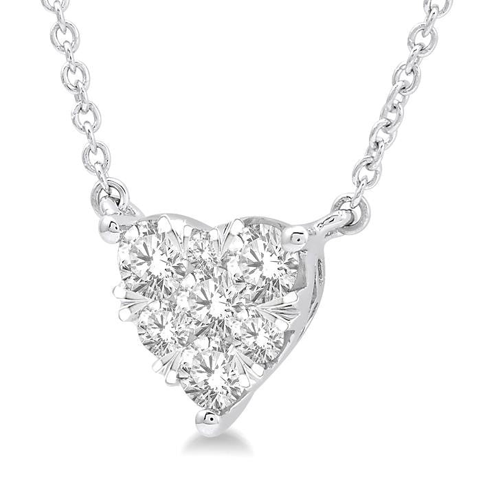 1/2 Ctw Shine Bright Diamond Heart Pendant With Chain in 14K White Gold