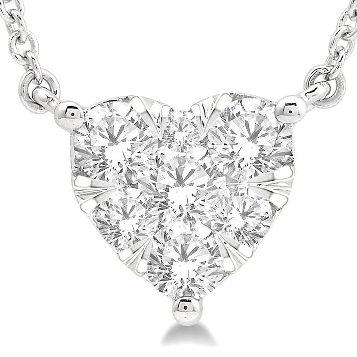 1/2 Ctw Shine Bright Diamond Heart Pendant With Chain in 14K White Gold