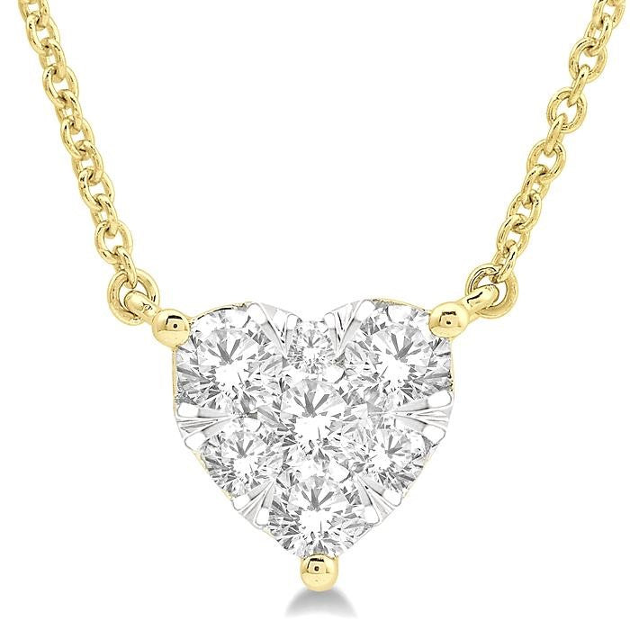 1/2 Ctw Shine Bright Diamond Heart Pendant With Chain in 14K Yellow and White Gold