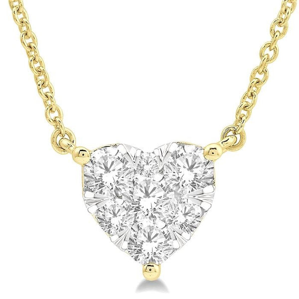 1/2 Ctw Shine Bright Diamond Heart Pendant With Chain in 14K Yellow and White Gold