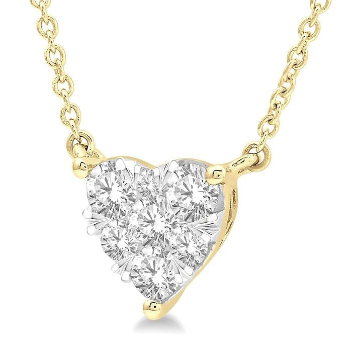 1/2 Ctw Shine Bright Diamond Heart Pendant With Chain in 14K Yellow and White Gold