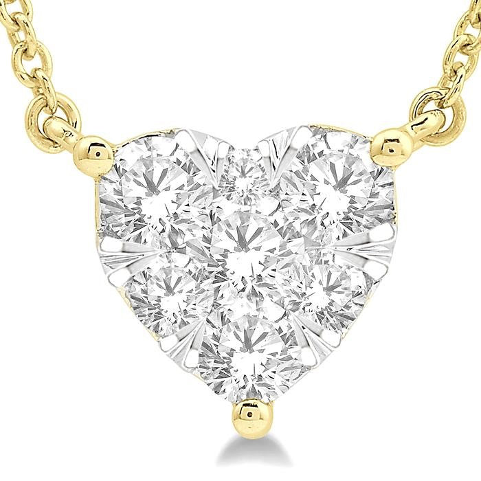 1/2 Ctw Shine Bright Diamond Heart Pendant With Chain in 14K Yellow and White Gold
