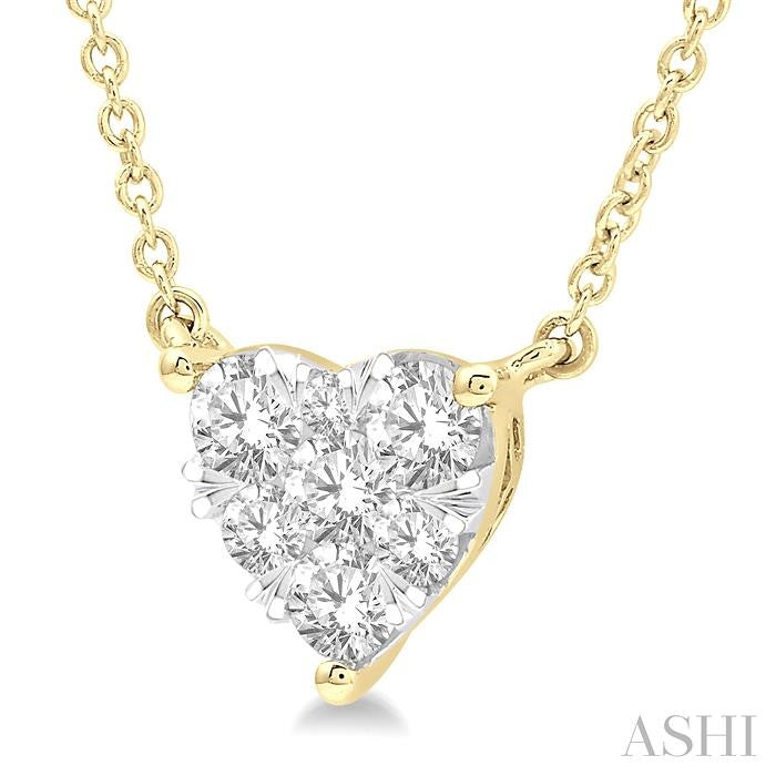 1/2 Ctw Shine Bright Diamond Heart Pendant With Chain in 14K Yellow and White Gold