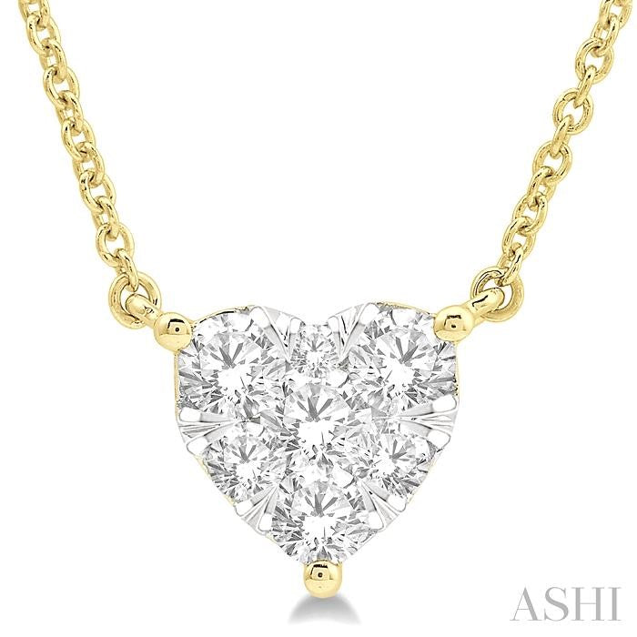 1/2 Ctw Shine Bright Diamond Heart Pendant With Chain in 14K Yellow and White Gold