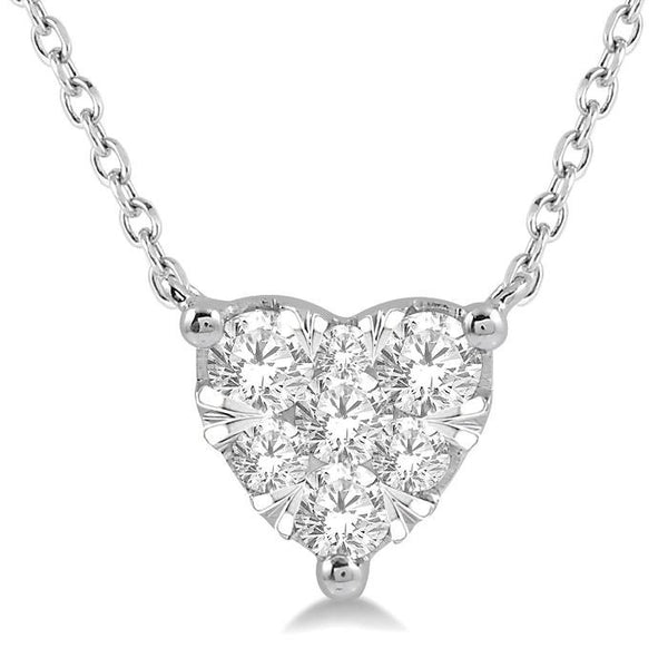1/4 Ctw Shine Bright Diamond Heart Pendant With Chain in 14K White Gold