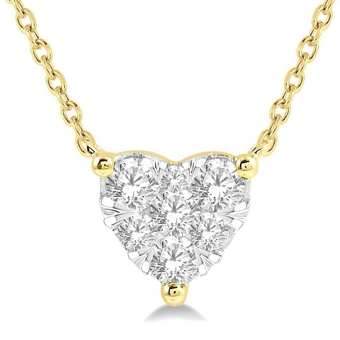 1/4 Ctw Shine Bright Diamond Heart Pendant With Chain in 14K Yellow and White Gold