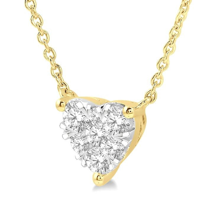 1/4 Ctw Shine Bright Diamond Heart Pendant With Chain in 14K Yellow and White Gold