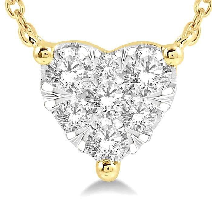 1/4 Ctw Shine Bright Diamond Heart Pendant With Chain in 14K Yellow and White Gold