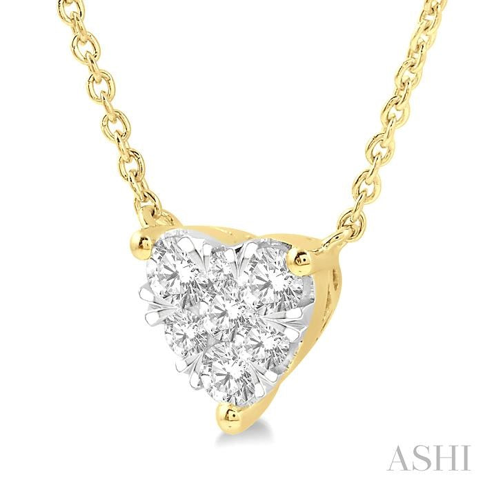 1/4 Ctw Shine Bright Diamond Heart Pendant With Chain in 14K Yellow and White Gold