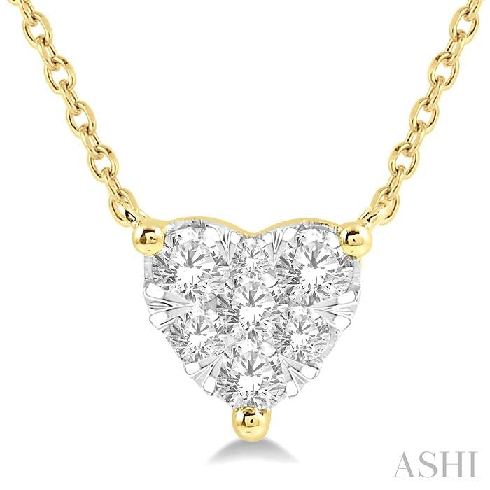 1/4 Ctw Shine Bright Diamond Heart Pendant With Chain in 14K Yellow and White Gold