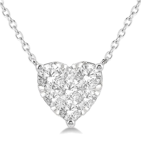3/4 Ctw Shine Bright Diamond Heart Pendant With Chain in 14K White Gold