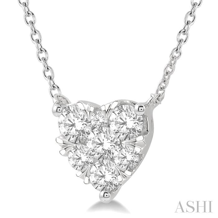 3/4 Ctw Shine Bright Diamond Heart Pendant With Chain in 14K White Gold