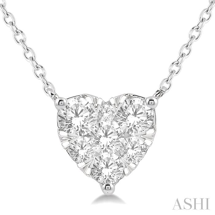 3/4 Ctw Shine Bright Diamond Heart Pendant With Chain in 14K White Gold