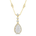 1 Ctw Pear Shape Round Cut Diamond Shine Bright Necklace in 14K Yellow and White Gold