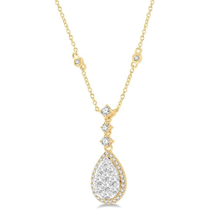 Selene Violet Pear Shape Halo Shine Bright Diamond Necklace