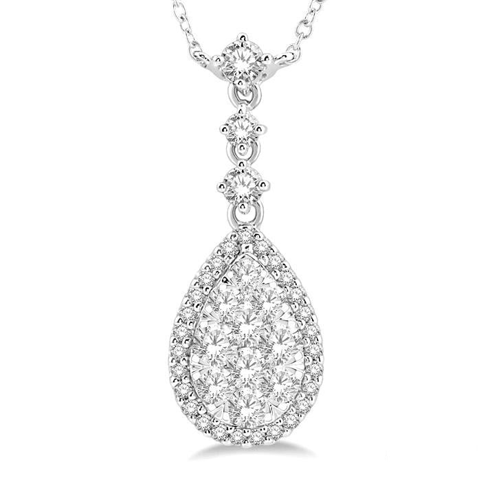 Thorn Calypso Pear Shape Halo Shine Bright Diamond Necklace