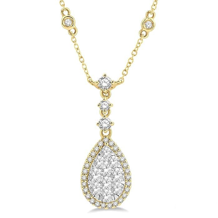 Yarrow Cyra Pear Shape Halo Shine Bright Diamond Necklace