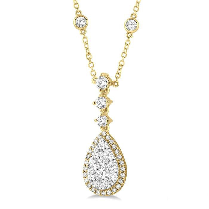 Yarrow Cyra Pear Shape Halo Shine Bright Diamond Necklace