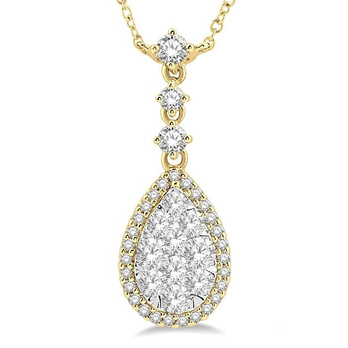 Yarrow Cyra Pear Shape Halo Shine Bright Diamond Necklace