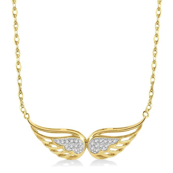 Heritage Clover Angel Wings Diamond Necklace