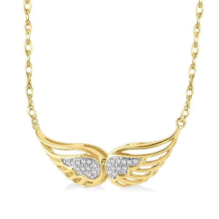 Heritage Clover Angel Wings Diamond Necklace